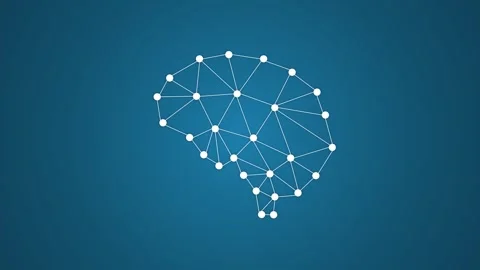AI brain having dots with connected lines on blue background Stock Footage 288853645