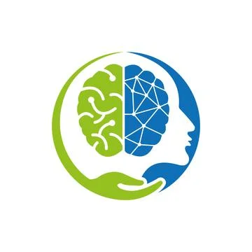 AI Brain Head Logo Design Technology Innovation Symbol 스톡 일러스트