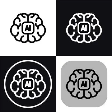 AI Brain Icon: Artificial Intelligence Technology Symbol イラスト素材