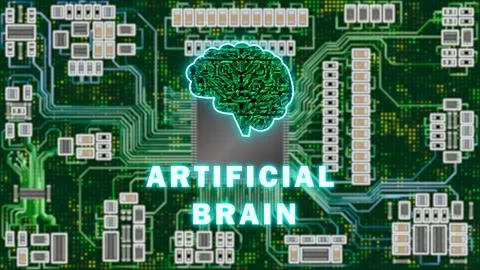 Ai brain icon on circuit board Stock Illustration