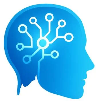 AI Brain Icon Concept Artificial Intelligence Human Head Silhouette Stock Illustration