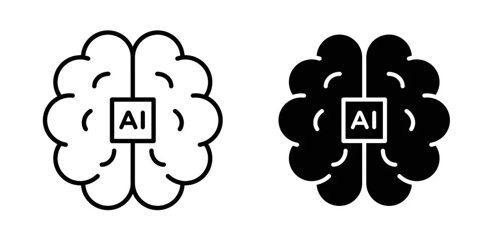 AI brain icon for design projects and web UI Stock Illustration