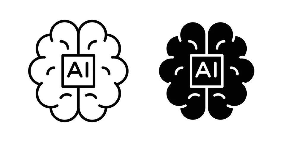 AI brain icon vector symbol graphics Stock Illustration