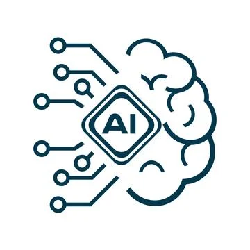 AI brain with lines of connection style setting up for new installation ico.. Stock Illustration