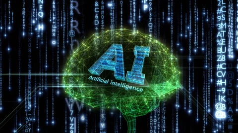 AI Brain Matrix text rain alphabet green 1 Vídeos de archivo 311295712