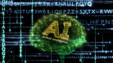 AI Brain Matrix text rain side alphabet green 3 Vídeos de archivo 311302285