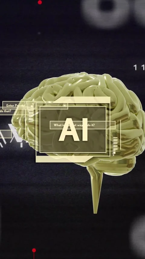 AI brain model with binary code and data processing animation Stock Footage 323248171