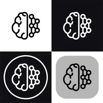 AI Brain Network: Artificial Intelligence Icon Set Stock Illustration