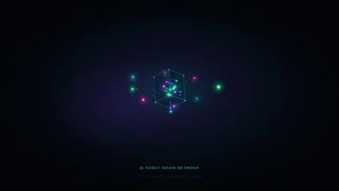 Ai Brain Network Glowing in an Abstract Digital Cube Symbolizing Artificial.. Видео 347352815