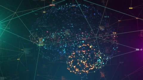 AI Brain Neural Network Machine Learning Algorithm Data Processing Stock Footage 288911920
