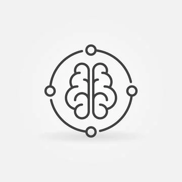 AI Brain Neural Network vector concept round line icon 스톡 일러스트