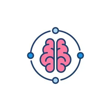 AI Brain Neural Network vector concept round colored icon Stock Illustration