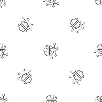 Ai brain pattern seamless vector Illustrazione stock