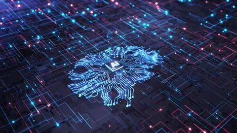 AI Brain Processor Digital Network Connections Glowing artificial intelligence n 库存影片 342782897