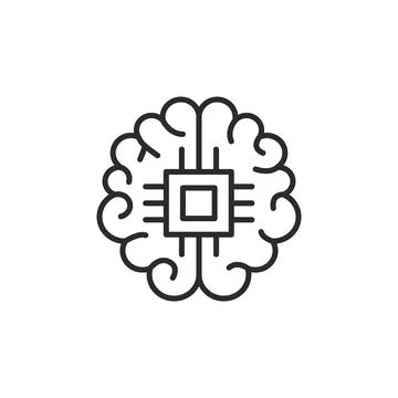 AI Brain Processor Icon Stock Illustration
