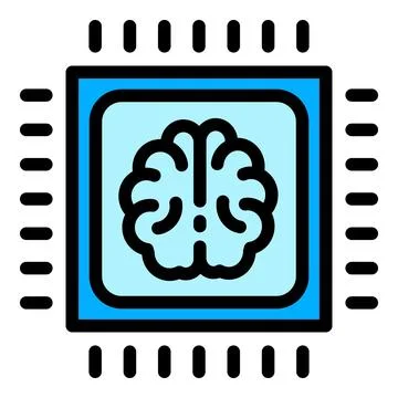 Ai brain processor icon outline . Digital circuit Illustrazione stock