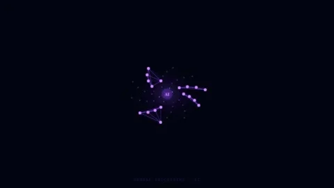 AI Brain Pulse - Abstract Network of Glowing Purple Nodes and Lines Animation Stock Footage 340365090