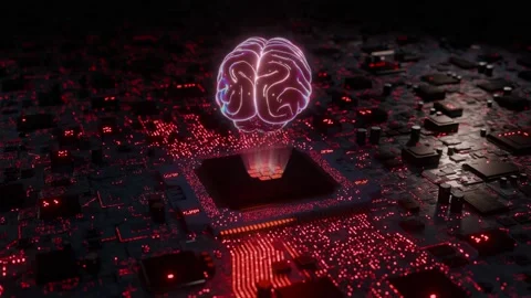 AI Brain Red Version Stock Footage 306499342