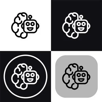 AI Brain Robot Icon: Smart Technology Symbol Illustrazione stock