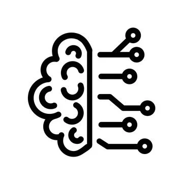 AI brain simple vector outline icon. Artificial Intelligence concept linear s Stock Illustration