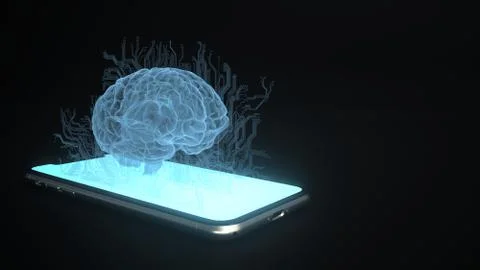 AI Brain Smartphone Stock Illustration