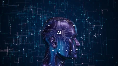 Ai brain technology infographic background. Futuristic artificial intelligence m Stock Footage 311870373