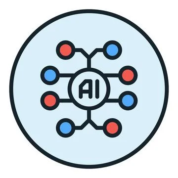 AI Brain vector Artificial Intelligence Smart Circuit Board colored round i.. イラスト素材
