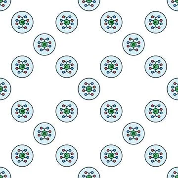 AI Brain vector Artificial Intelligence Smart Circuit Board colored round s.. Illustrazione stock