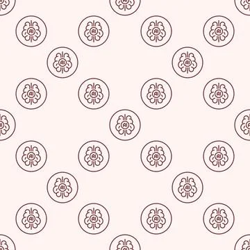 AI Brain vector Artificial Intelligence Think round seamless pattern in out.. Stock Illustration
