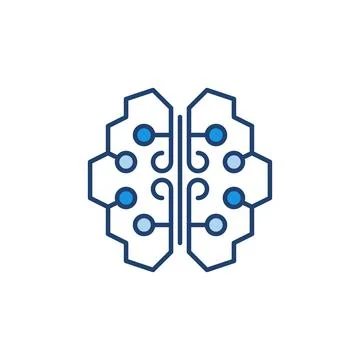 AI Brain vector concept simple colored icon Illustrazione stock