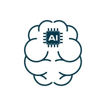 AI brain vector icon for graphic design, symbol, web site, vector illustratio Stock Illustration