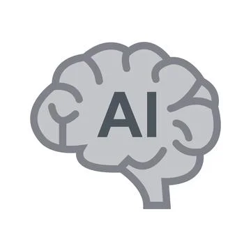 AI brain vector icon human brain with artificial intelligence text smart mi.. Stock Illustration