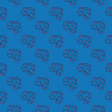 AI Brain vector Neural Network colored seamless pattern Illustrazione stock