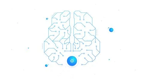 Ai brain white poster vector Stock Illustration