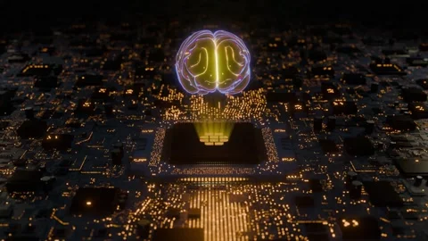 AI Brain Yellow Version Stock Footage 306499346