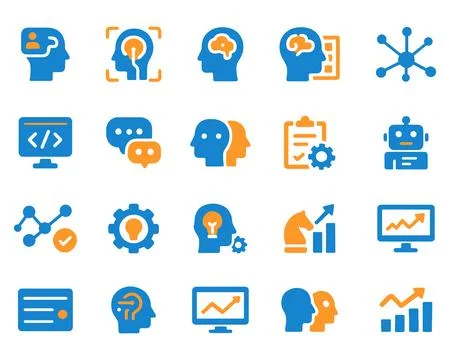 AI Brainstorming Ideas: Artificial Intelligence Concepts Icons イラスト素材