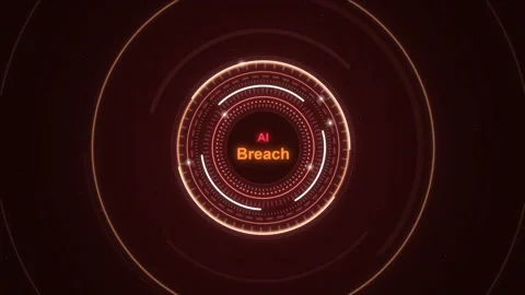AI breach cybersecurity alert glowing in red on a circular HUD interface 動画素材 344553108