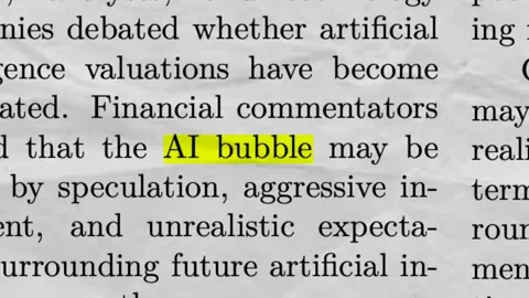 AI Bubble Highlighted in Newspaper Article Artificial Intelligence Market Hype Stock Footage 335343722