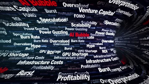 AI BUBBLE Keywords Animation on Tunnel Walls, Background, Loop Stock Footage 332779168