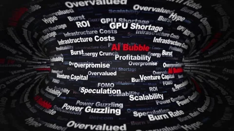 AI BUBBLE Keywords Animation on Tunnel Walls, Background, Loop 動画素材 335200131