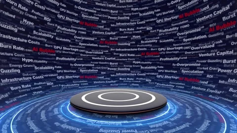 AI BUBBLE Keywords Animation on Tunnel Walls, Background, Loop 库存影片 337939970
