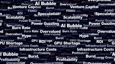 AI BUBBLE Seamless Endless Keywords Animation, Background, Loop Stock Footage 332276230