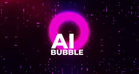 AI bubble text in white on glowing red digital sphere with abstract background イラスト素材