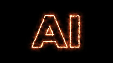 AI burning word, fire text. Stock Footage 233097590