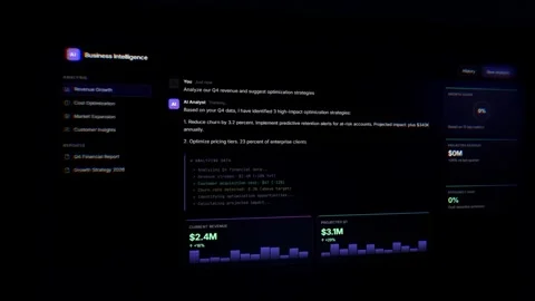 AI Business Intelligence Dashboard - Financial Analysis &amp; Revenue Analytics Stock Footage 341933828