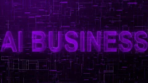 AI business text technology data line purple color glow 库存插图