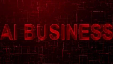 AI business text technology data line red color glow Stockillustratie