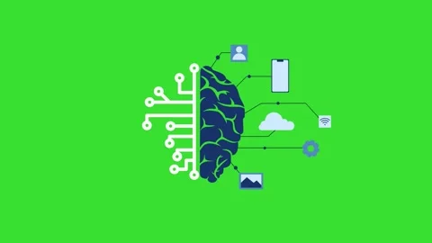 AI Central Node Linking Digital Devices On Green Screen Animation 4K Stock Footage 326946551