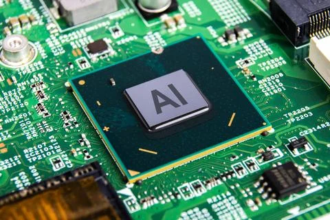 AI Central Processing Unit on Motherboard Stock Photos