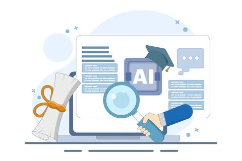 AI certification course concept, AI course, online certification. Stock Illustration